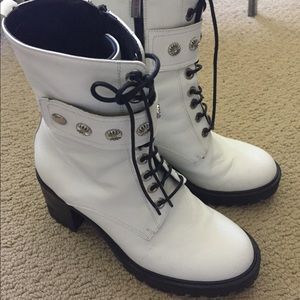 Italian White Leather Gogo Boots